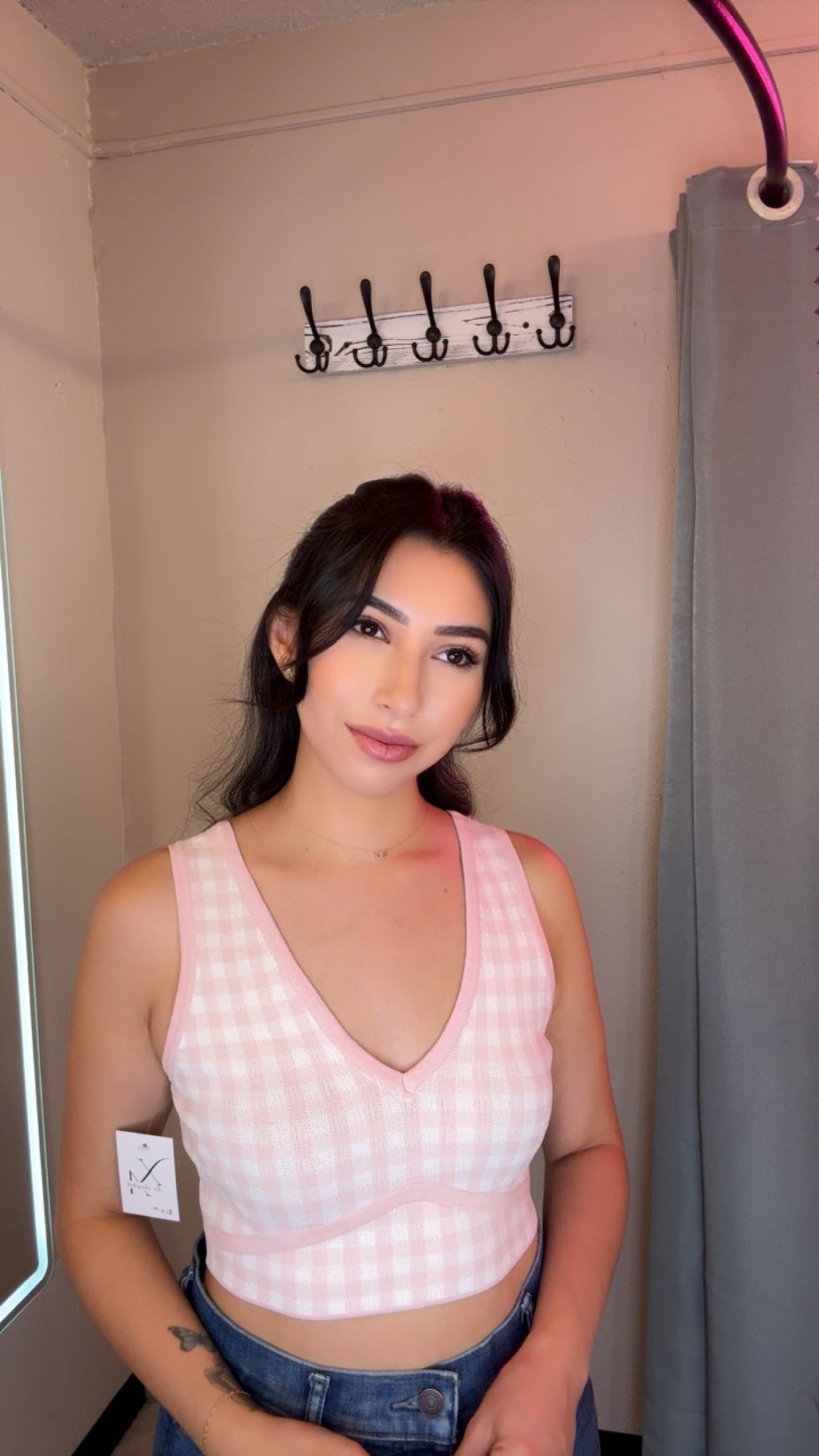Pink Checkered Crop top
