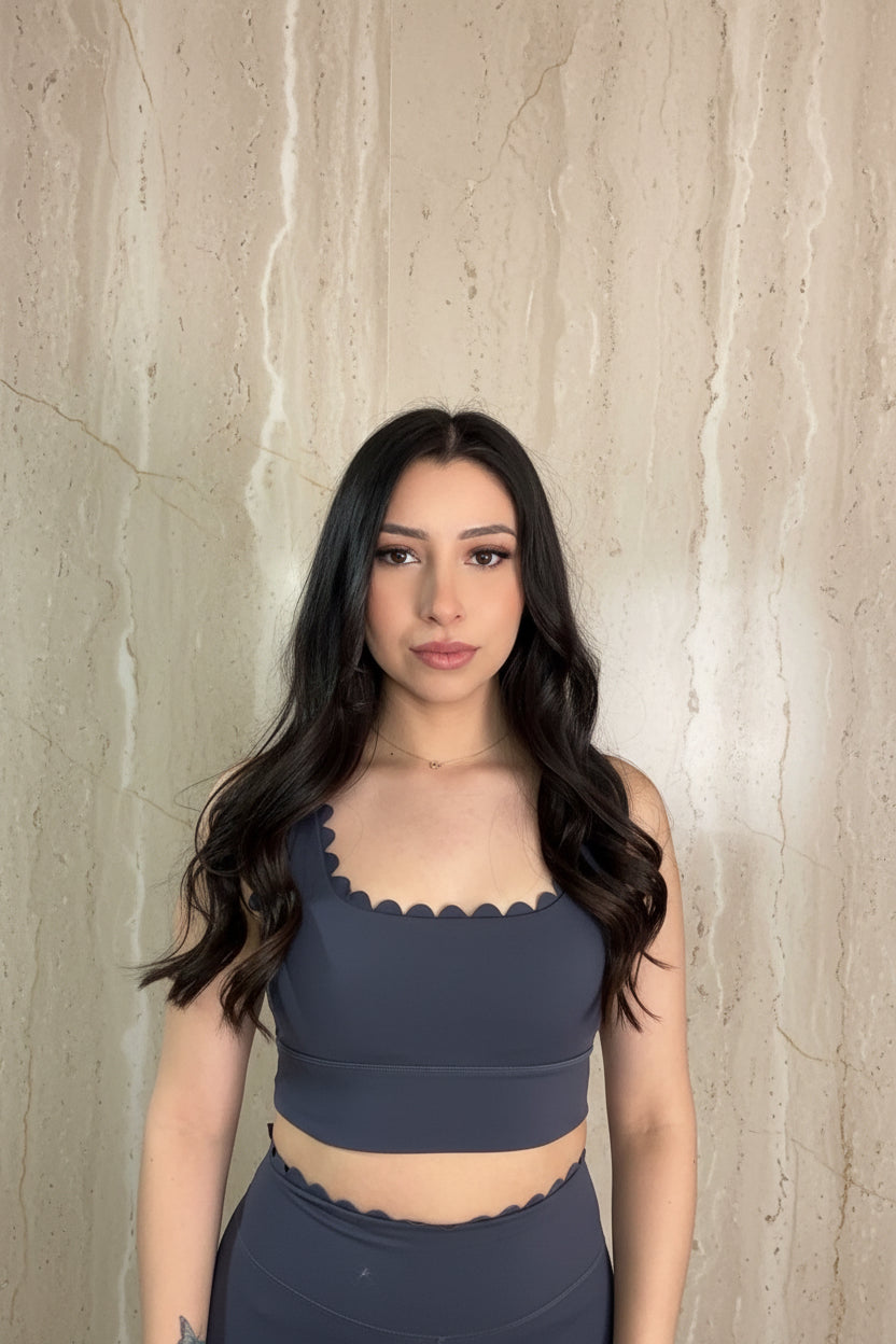 Scalloped Edge Workout top (Dark Blue)
