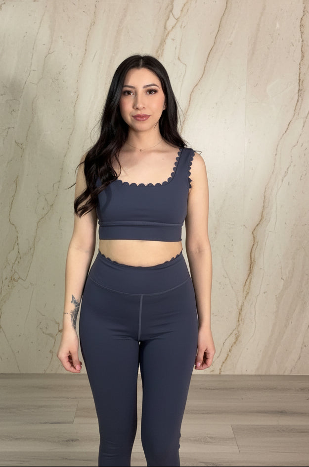 Scalloped edge leggings (Dark blue)