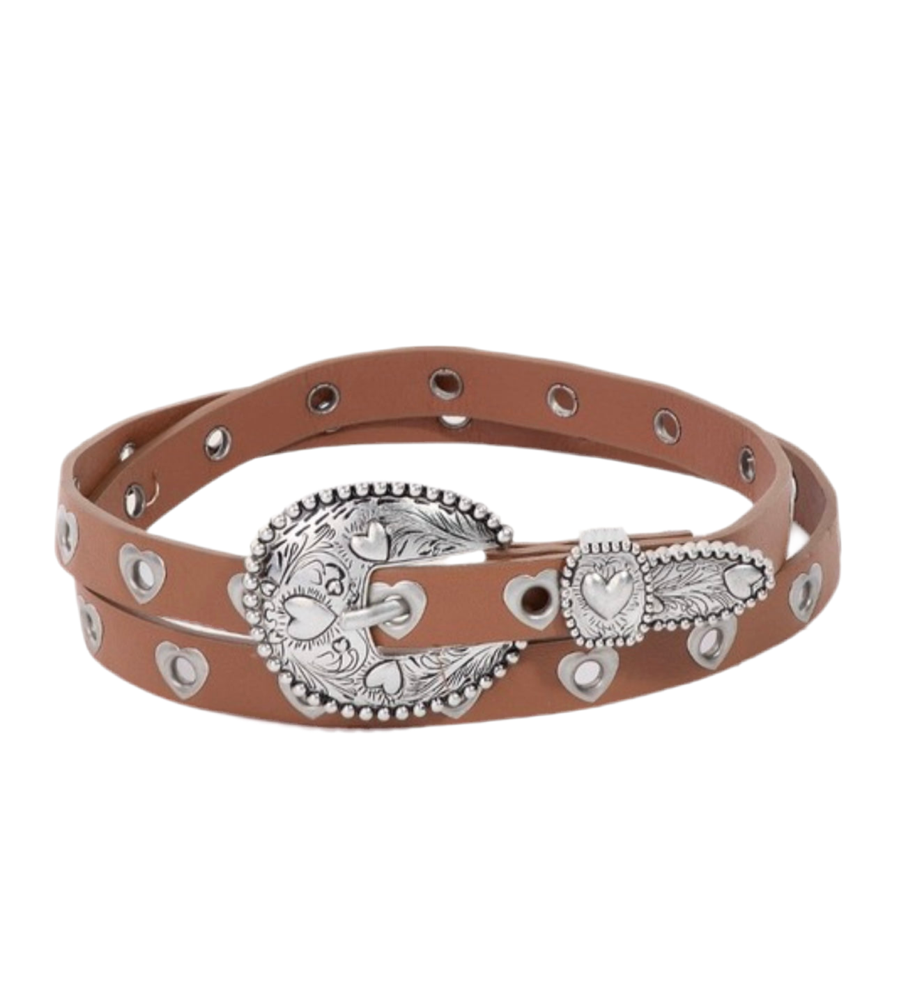 Embroidered heart studded belt