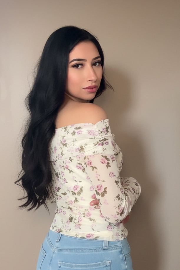 Dainty Floral Off-Shoulder Top