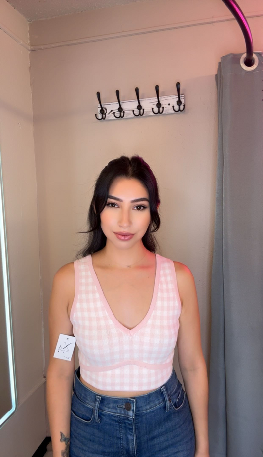 Pink Checkered Crop top