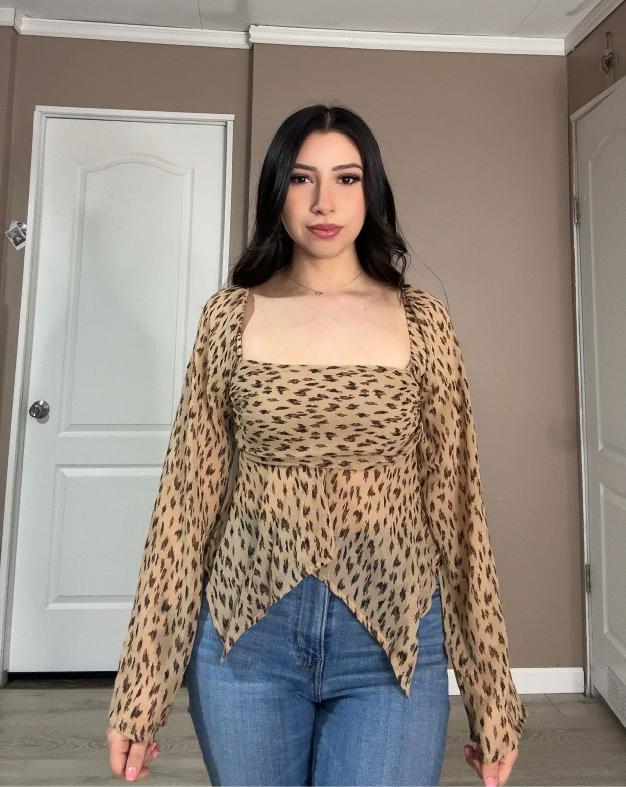 Leopard asymmetrical blouse