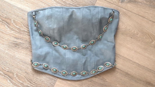 Turquoise Concho Corset top (Blue)