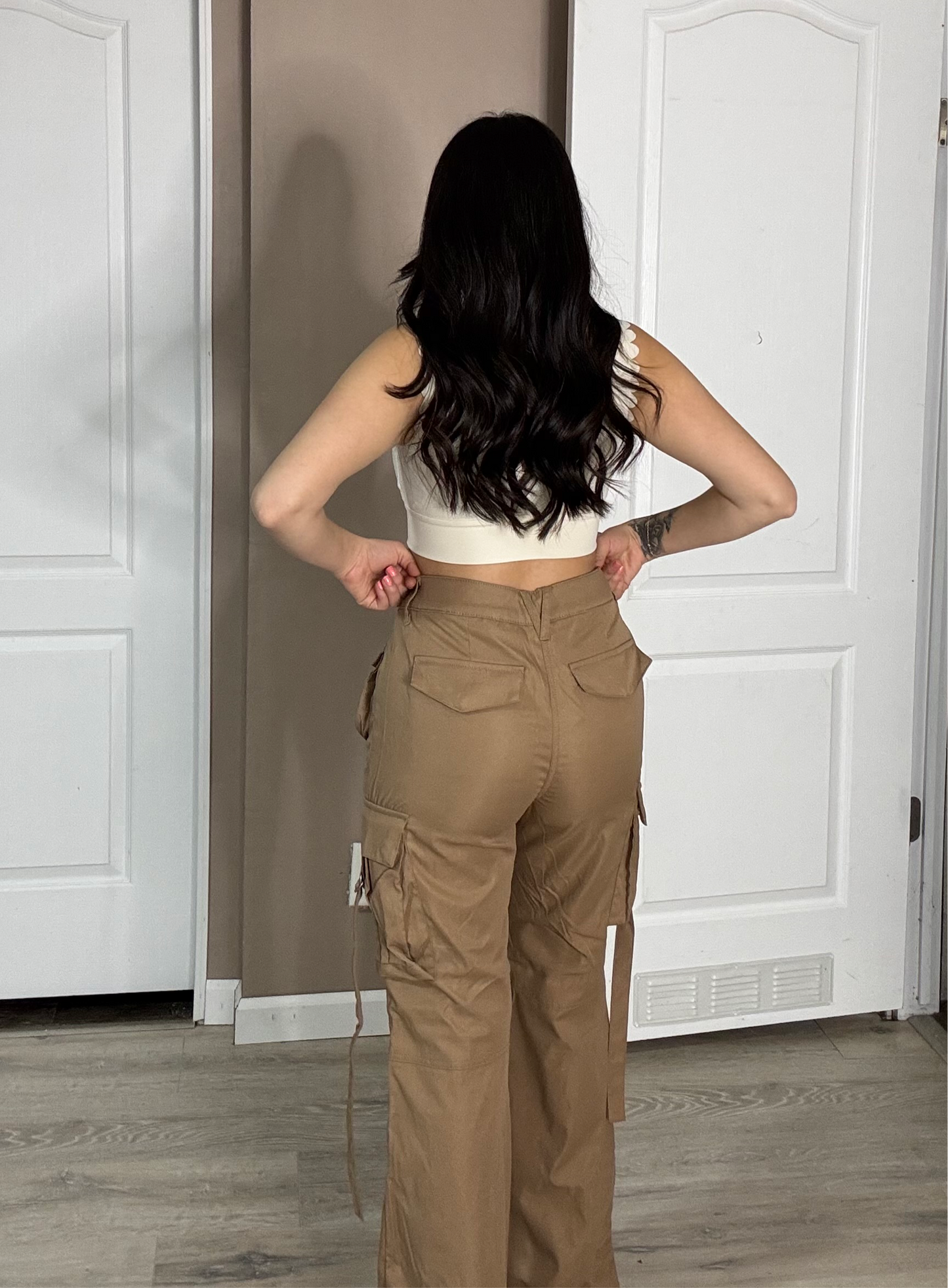 Flare khaki cargo pants