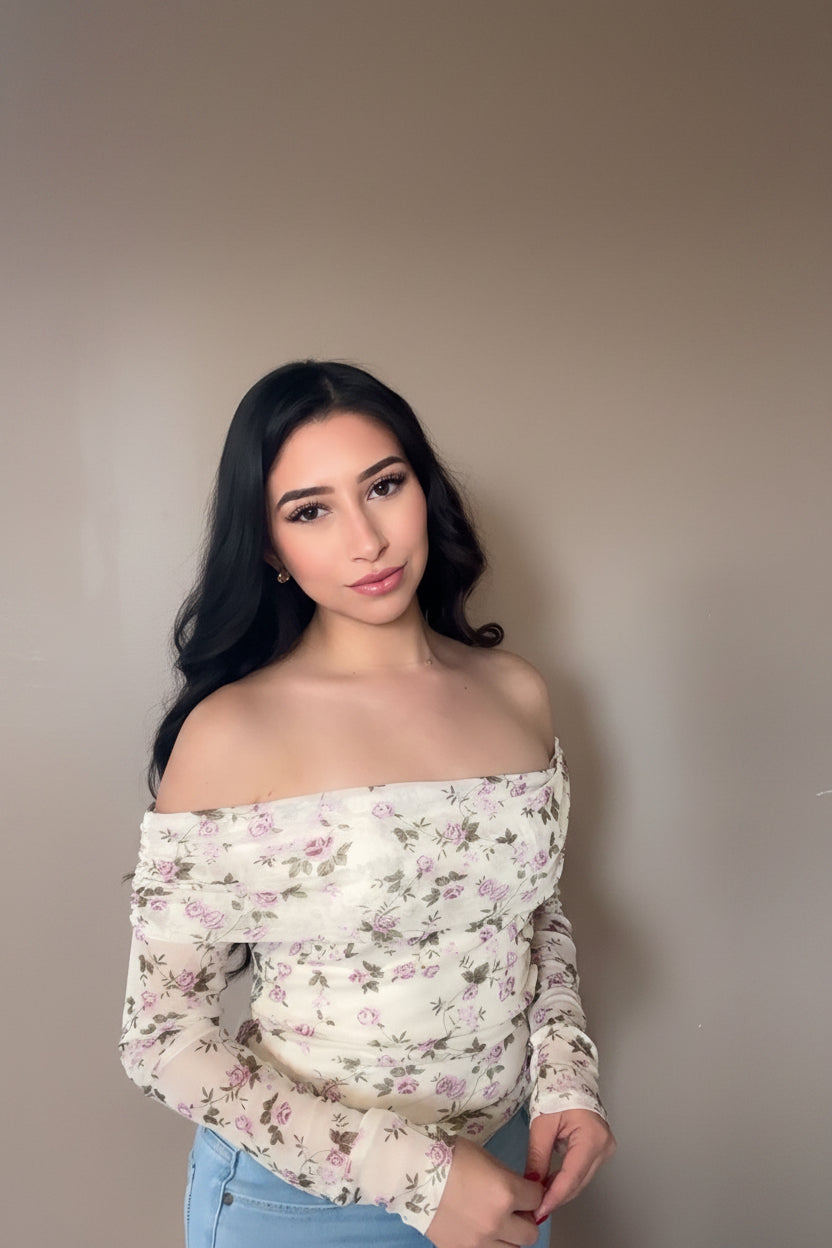 Dainty Floral Off-Shoulder Top