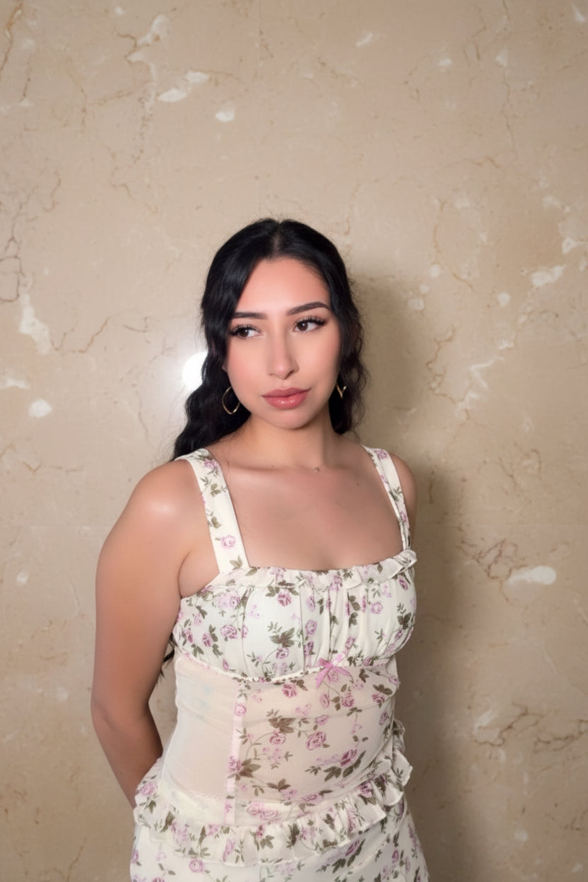 Dainty Floral Top with Bow